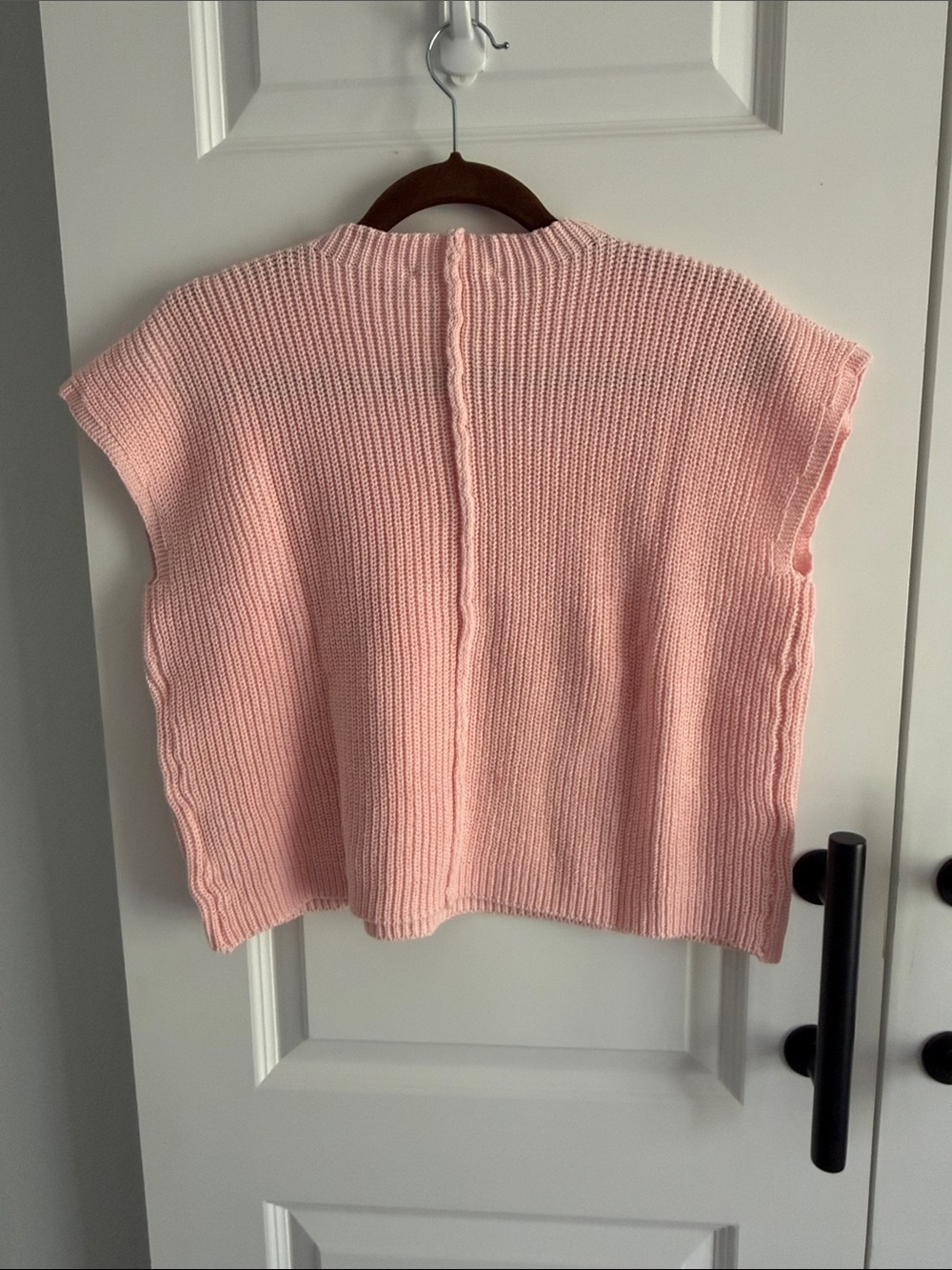 Anthro Self Contrast Pink Knit Cap Sleeve Sweater Top small - Picture 3 of 5